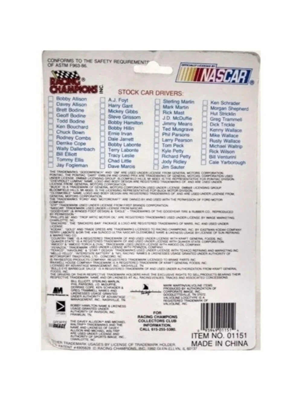 Vintage Die Cast Racing Champions Bobby Dotter #08 Stock Car NASCAR  Card Stand